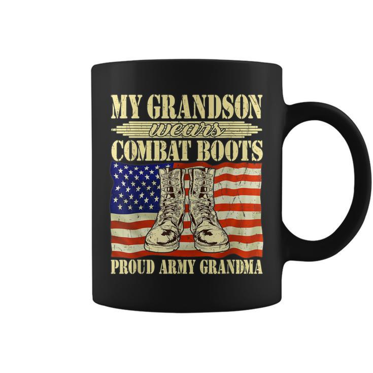 My Grandson Wears Combat Boots Military Proud Army Grandma Coffee Mug