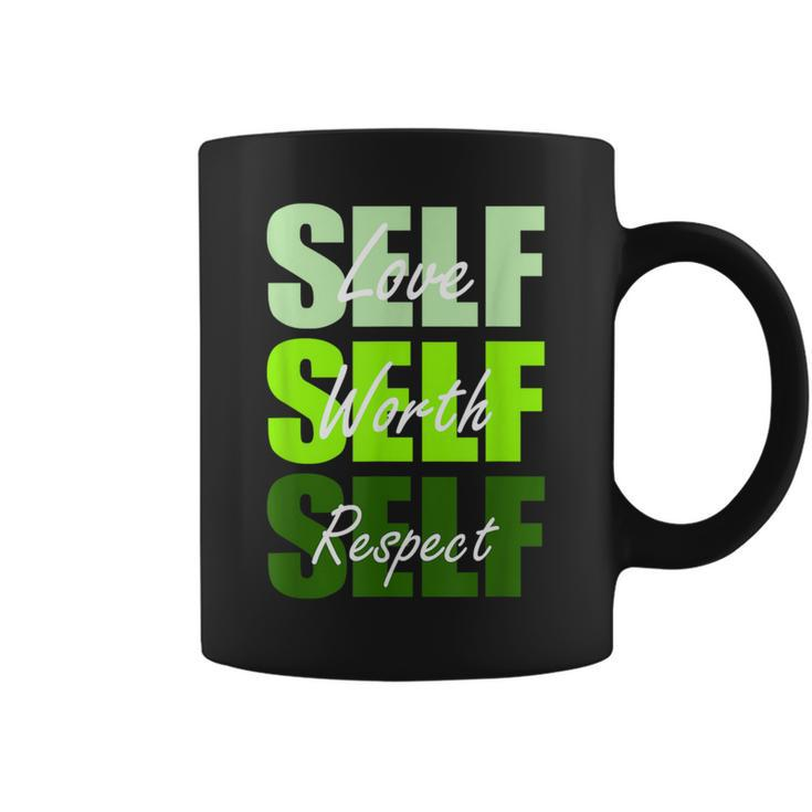 Green Self-Ish X 3 Green Color Graphic Coffee Mug