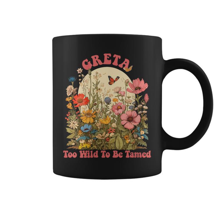 Greta Name Cute Retro Girls Wildflower Greta Name Coffee Mug