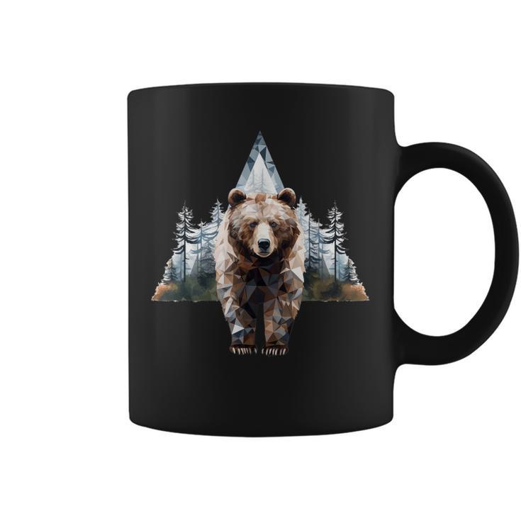 Grizzly Animal Bear In A Triangle Forest Coffee Mug