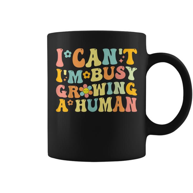 Groovy I Can't I'm Busy Growing A Human For Pregnant Women Coffee Mug