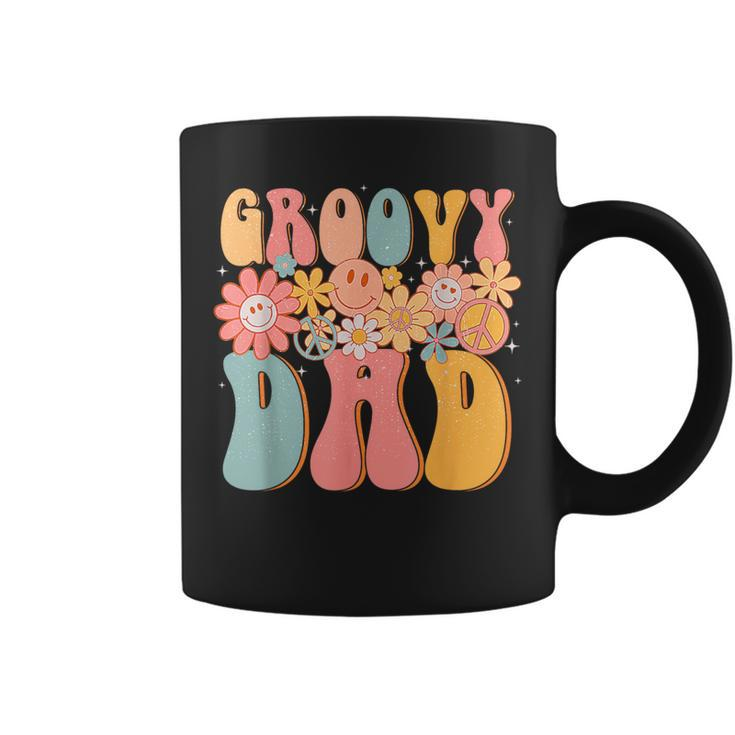 Groovy Dad Retro Fathers Day Colorful Peace Sign Smile Face Coffee Mug