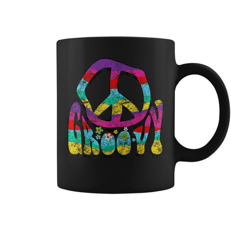 Groovy Hippie 60S 70S Distressed Peace Sign Retro Coffee Mug
