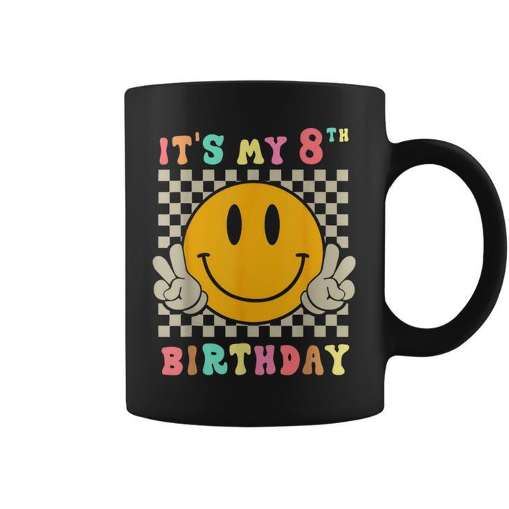 Groovy Hippie Smile Face It's My 8Th Birthday Happy 8 Year Coffee Mug