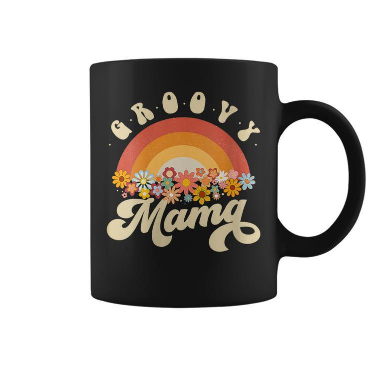 Groovy Mama Retro Rainbow Colorful Flowers Mom Coffee Mug