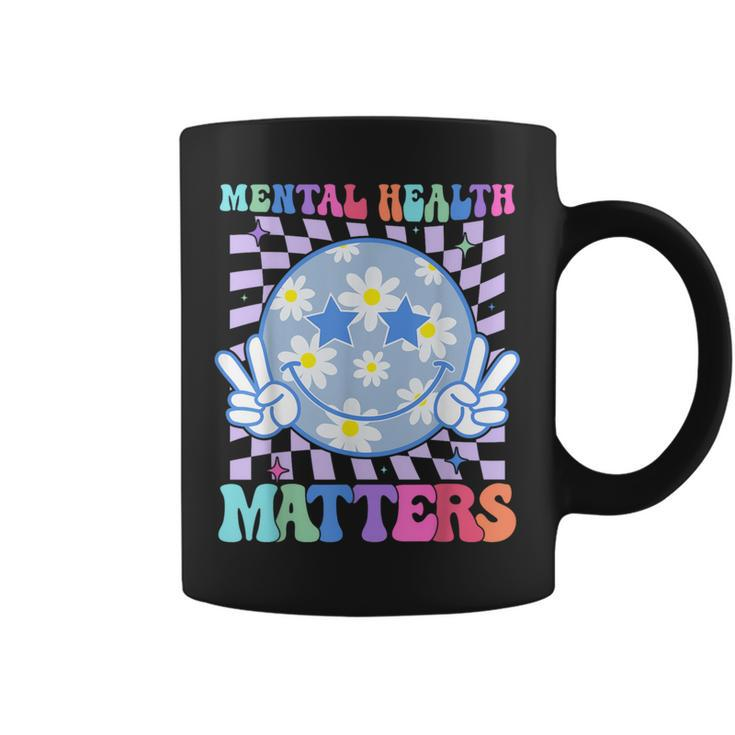 Groovy Mental Health Matters Flower Autism Smile Face Men Coffee Mug