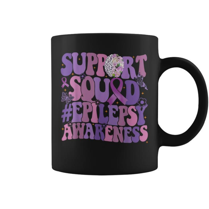 Groovy Purple Brain Flower Support Squad Epilepsy Awareness Coffee Mug