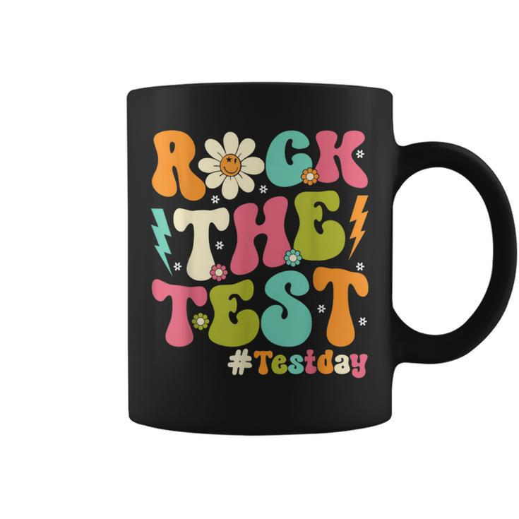 Groovy Rock The Test Motivational Retro Teachers Testing Day Coffee Mug