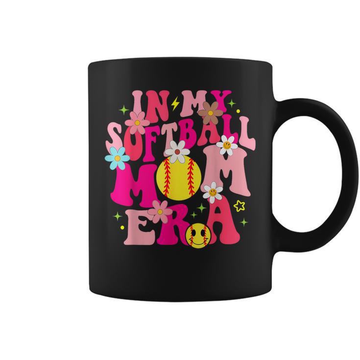 Groovy In My Softball Mom Era Life Game Day Vibes Mama Pink Coffee Mug