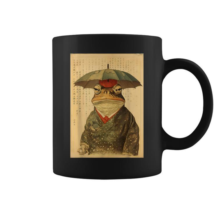 Grumpy Frog Unimpressed Toad Vintage Japanese Aesthetic Coffee Mug