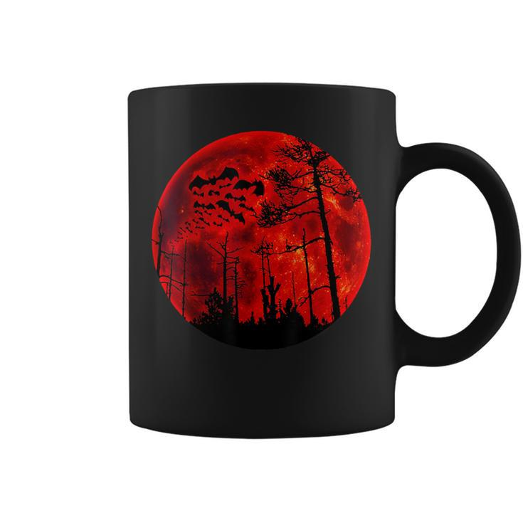 Grunge Bats Flying Gothic Blood Red Moon Coffee Mug