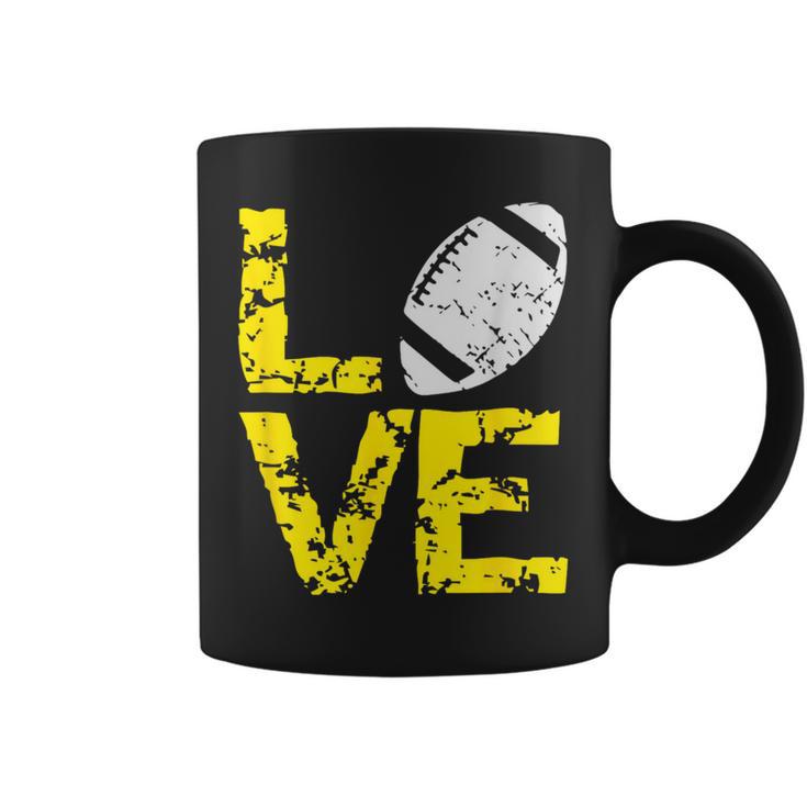 Grunge Love Football Ball Yellow Gold Team Colors Coffee Mug