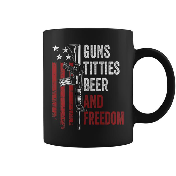 Guns Titties Beer & Freedom Guns Drinking On Back Coffee Mug