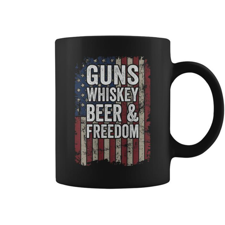 Guns Whisky Beer And Freedom Pro Gun Usa On Back Coffee Mug