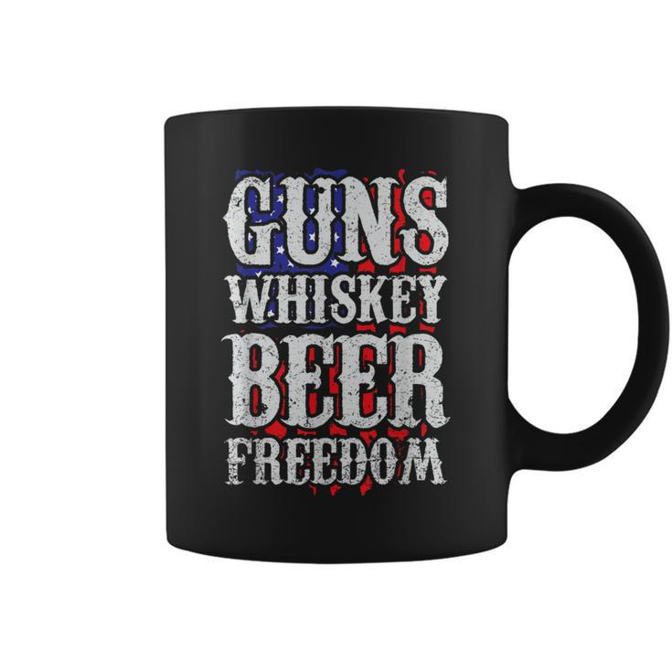 Guns Whisky Beer And Freedom Us Flag Coffee Mug