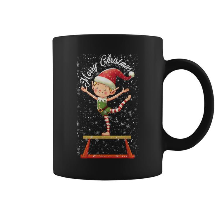 Gymnast Elf On Balance Beam Xmas Gymnastics Christmas Coffee Mug