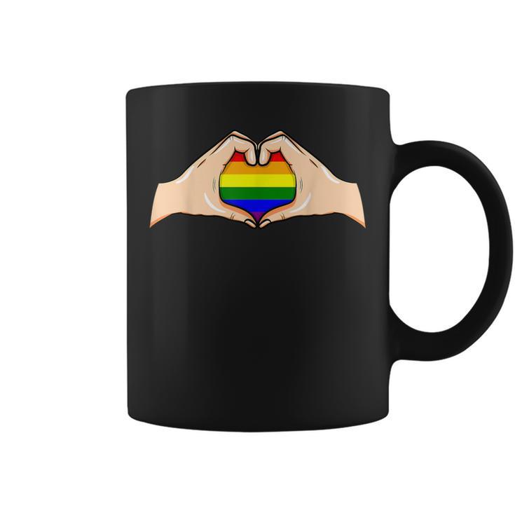 Hand Heart Lgbt Flag Cute Gay Pride Rainbow Glbt Coffee Mug