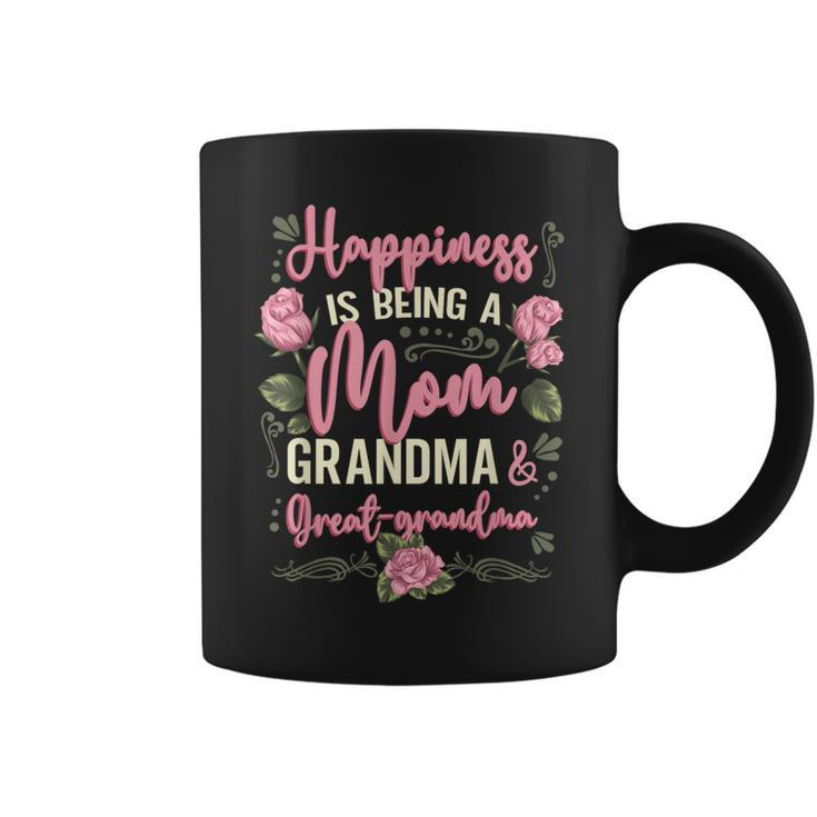 Happiness Is Being A Mom Grandma Great Grandma Coffee Mug