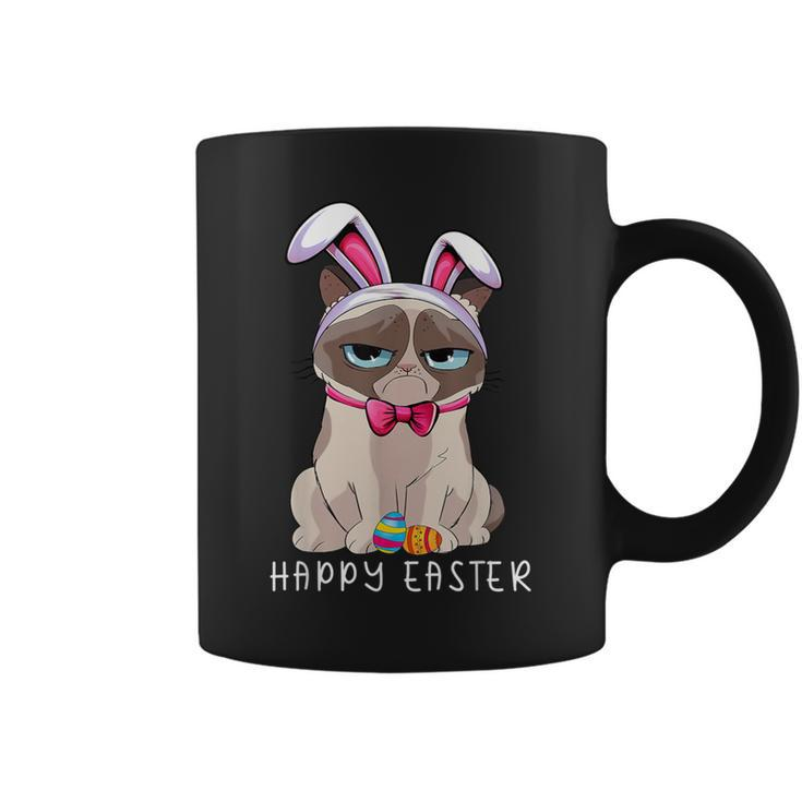 Happy Easter Bunny Pajama Dress Cat Grumpy Rabbit Ears Coffee Mug