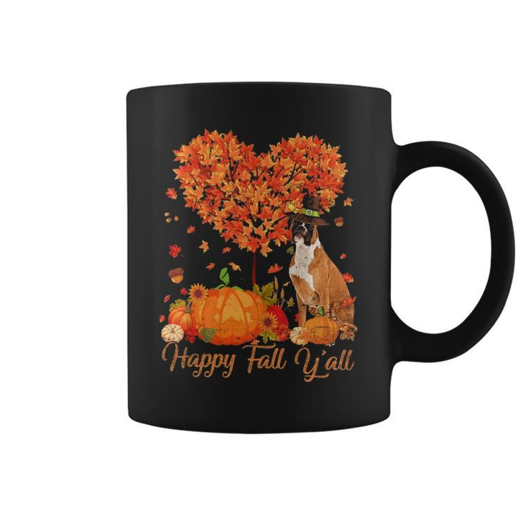 Happy Fall Y'all Boxer Dog Pumpkin Thanksgiving Coffee Mug
