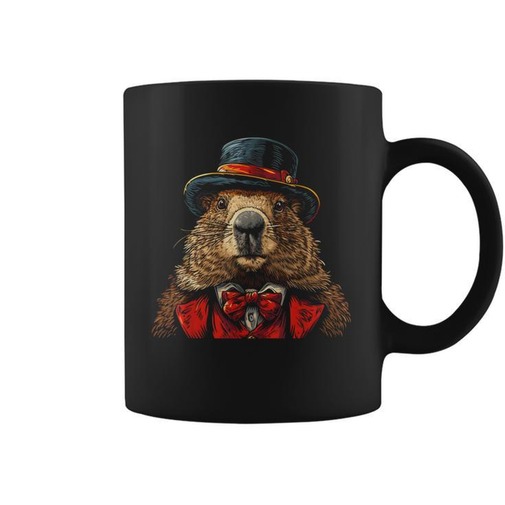 Happy Groundhog Day Ground Hog With Hat Animal Lover Coffee Mug