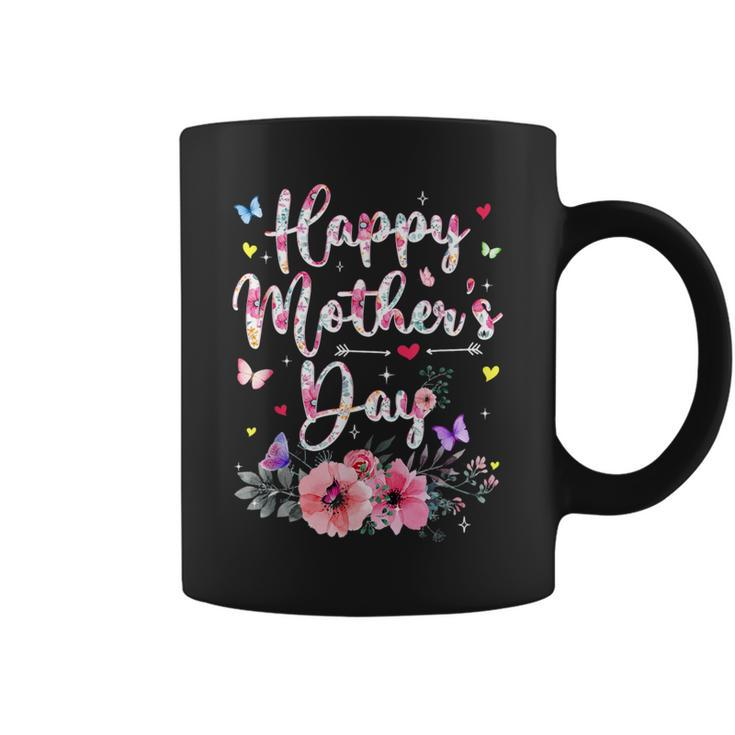 Happy Mother's Day With Floral Graphic Cute Coffee Mug