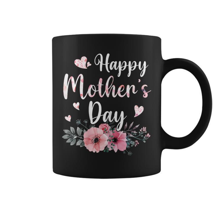 Happy Mother's Day With Floral Mom Mommy Grandma Womens Coffee Mug