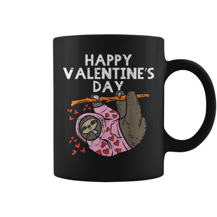 Happy Valentines Day Sloth Hearts Cute Lazy Animal Lover Coffee Mug