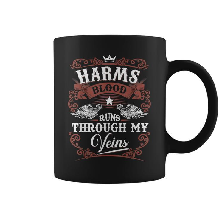 Harms Blood Runs Through My Veins Vintage Family Name Coffee Mug