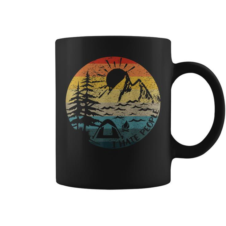 I Hate People Vintage Sun Retro Camping Hiking Coffee Mug