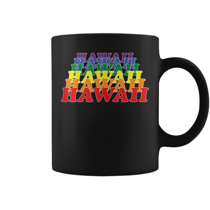 Hawaii State Gay Pride Rainbow Word Coffee Mug