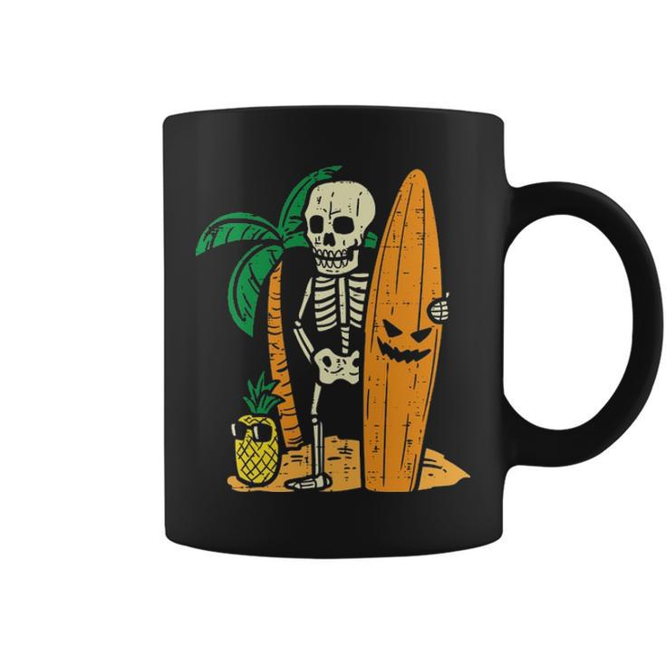 Hawaii Surfer Skeleton Cool Chill Halloween Beach Coffee Mug