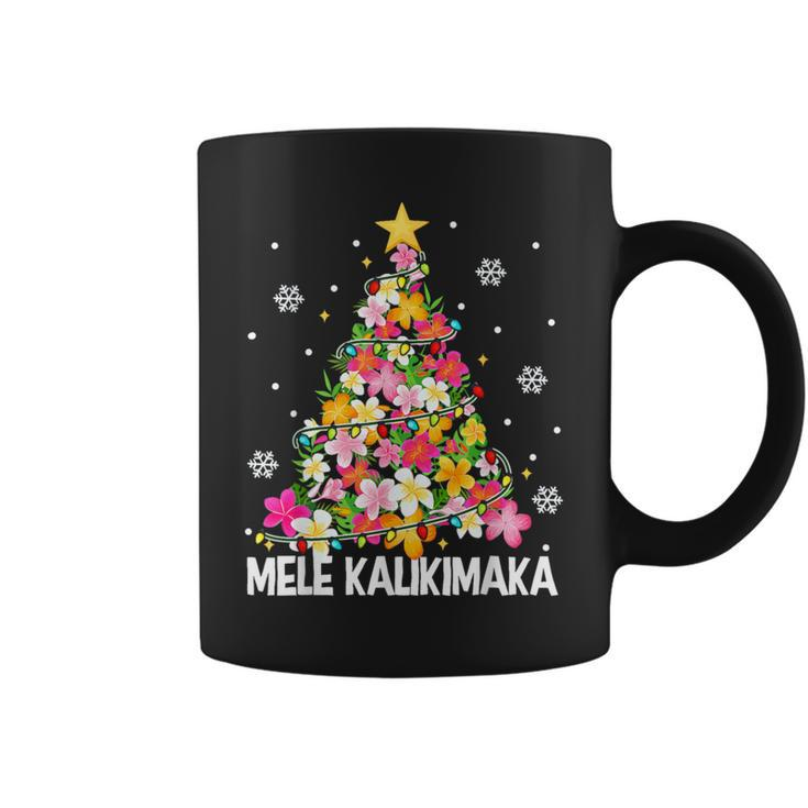 Hawaiian Floral Christmas Tree Mele Kalikimaka Tropical Xmas Coffee Mug