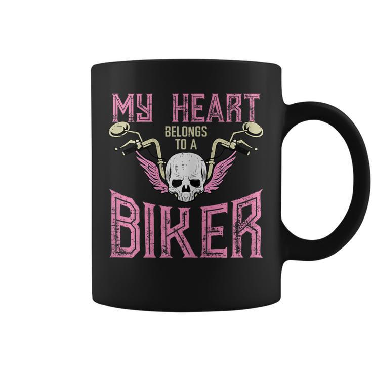 My Heart Belongs To A Biker Motorcycle Motorbike Girls Coffee Mug