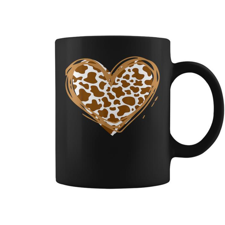 Heart Brown Cow Pattern For Cow Lover Coffee Mug