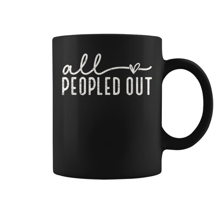Heart Vintage Retro All Peopled Out Coffee Mug