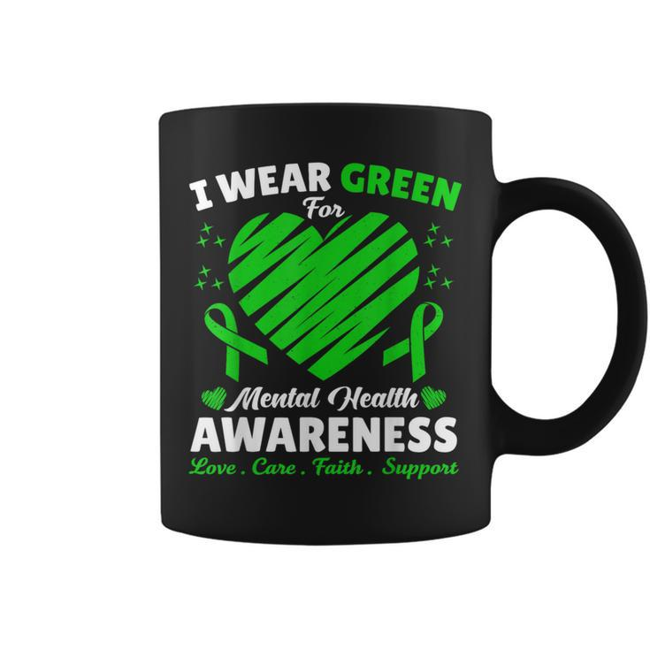 Heart I Wear Green For Mental Health Awareness Month 2024 Coffee Mug
