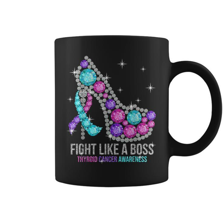 Heels Thyroid Cancer Awareness Fight Like A Boss For Women Coffee Mug