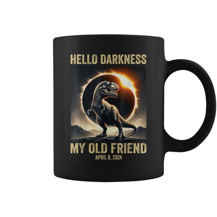 Hello Darkness Dino T-Rex Solar Eclipse April 8 2024 Coffee Mug