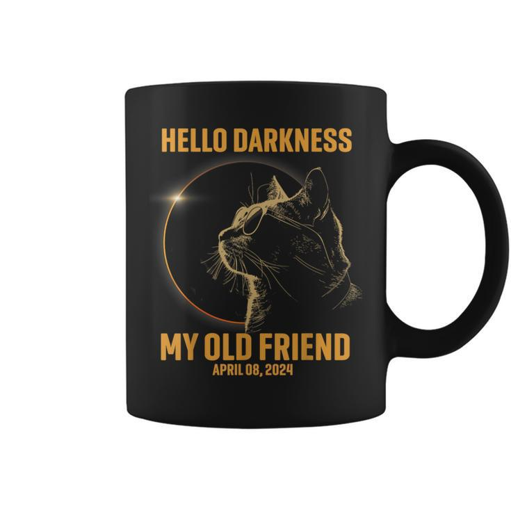 Hello Darkness My Old Friend Cat Solar Eclipse April 08 2024 Coffee Mug