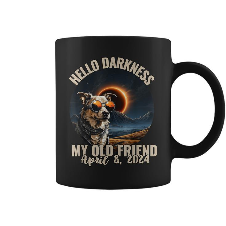 Hello Darkness My Old Friend Dog With Solar Eclipse Glasses Coffee Mug