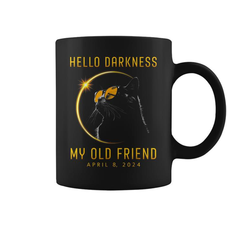 Hello Darkness My Old Friend Solar Eclipse 2024 Cat Lovers Coffee Mug