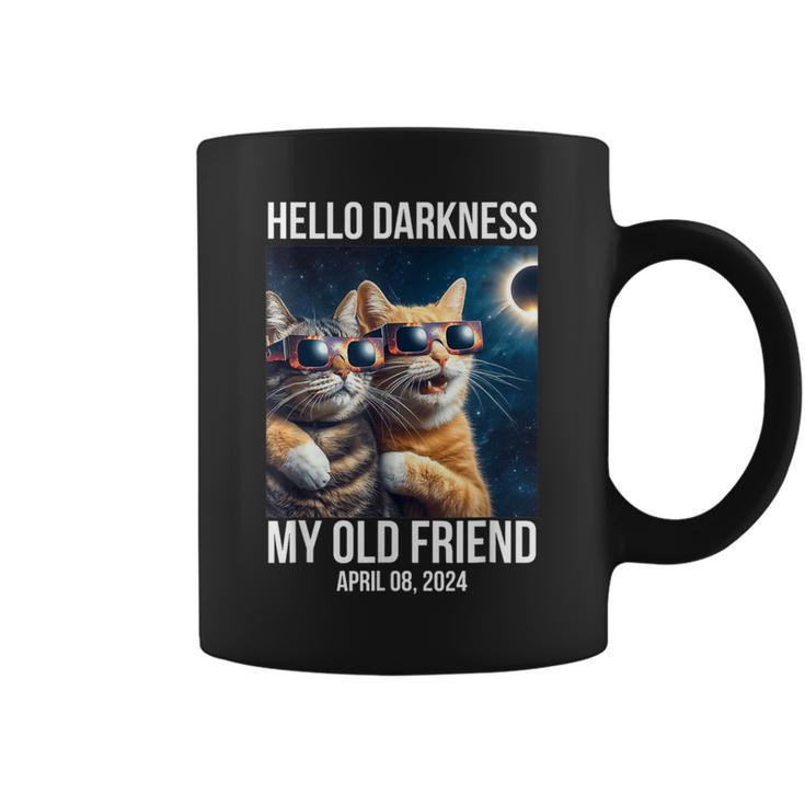 Hello Darkness My Old Friend Solar Eclipse April 08 2024 Cat Coffee Mug