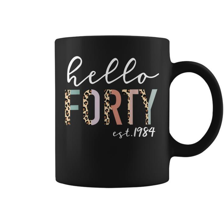 Hello Forty Est 1984 40-Year-Old Leopard Print Coffee Mug