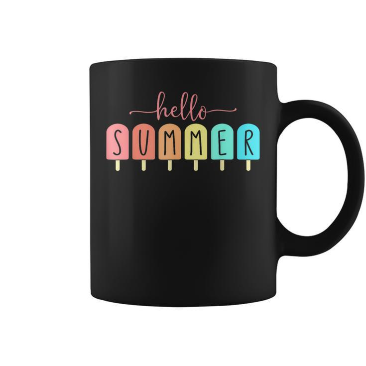 Hello Summer Cool Colorful Popsicle Graphic Coffee Mug