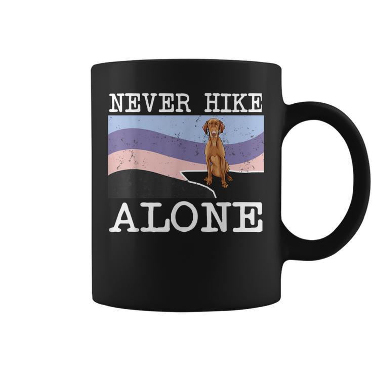 Never Hike Alone Vizsla Dog Hiking Coffee Mug