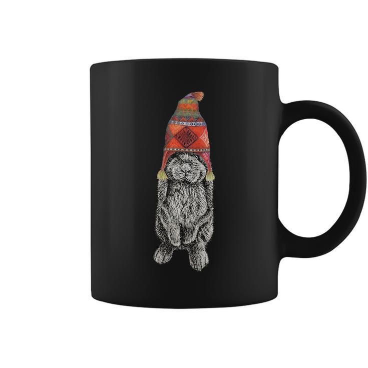Hipster Lop Eared Bunny Rabbit Wearing Winter Peruvian Hat Coffee Mug