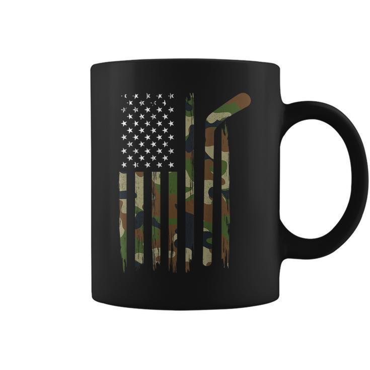 Hockey American Flag Camo Us Patriotic Hockey Player Coffee Mug