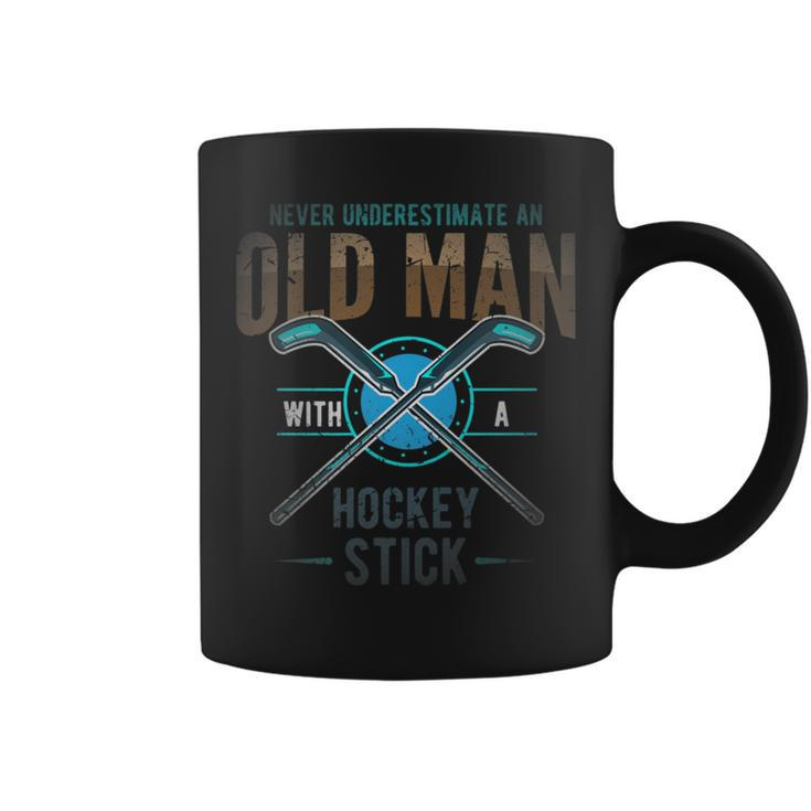 Hockey Or Never Underestimate An Old Man With Hockey Stick Coffee Mug