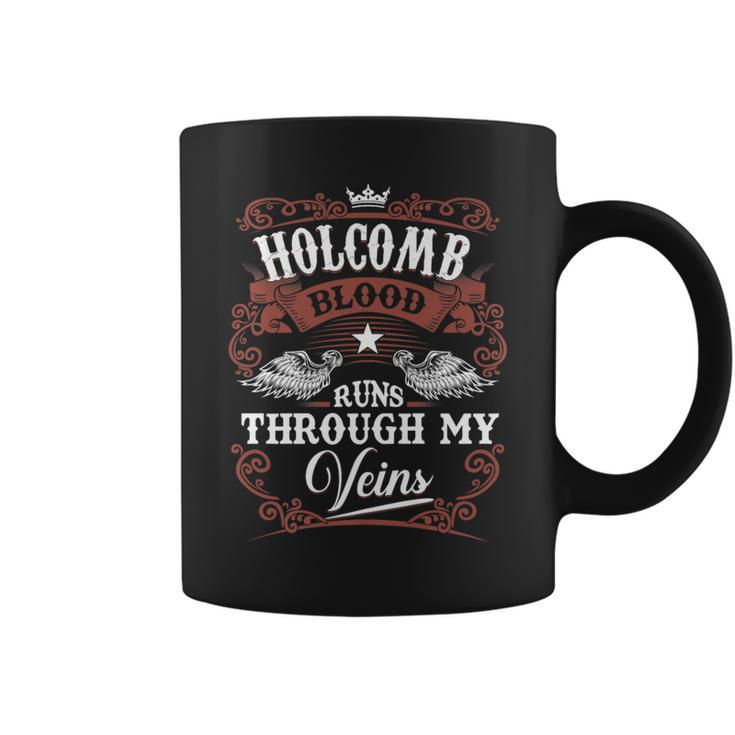 Holcomb Blood Runs Through My Veins Vintage Family Name Coffee Mug